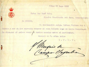 El Marqués de camposagrado ofreciendo el palacio al Ayto de Mieres